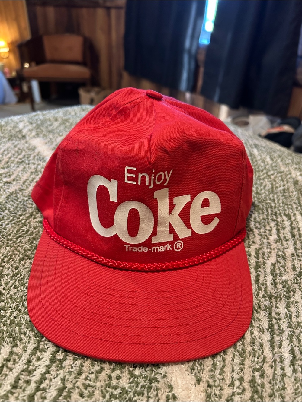 Vintage Coca Cola Red 'Enjoy Coke' Rope-Trim Trucker Hat